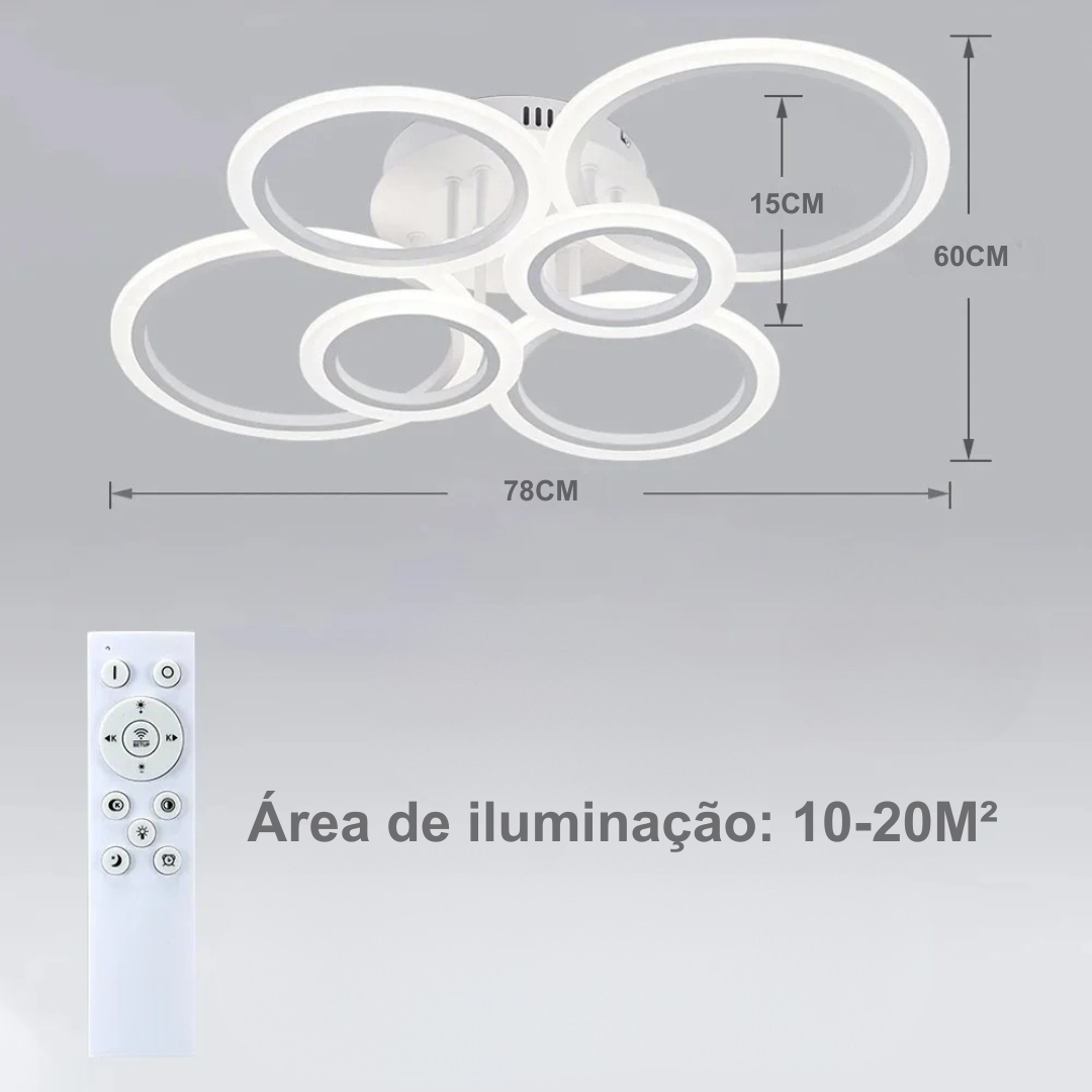 Lustre LED Moderno Anel Regulável