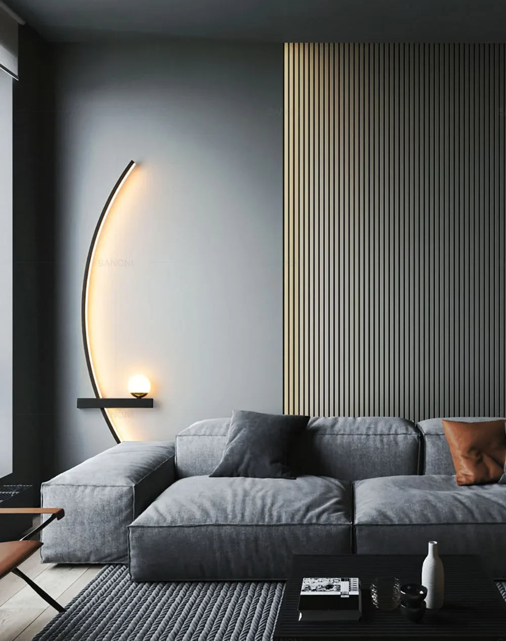 Arandela LED Curva Minimalista para Cabeceira 55cm