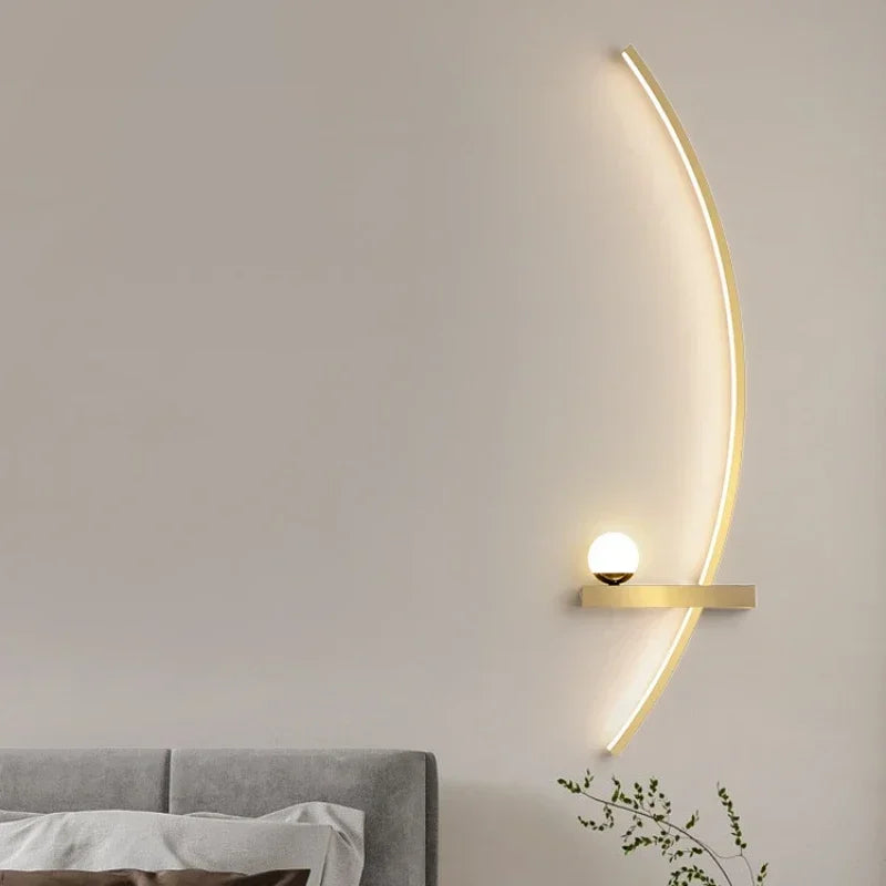 Arandela LED Curva Minimalista para Cabeceira 55cm