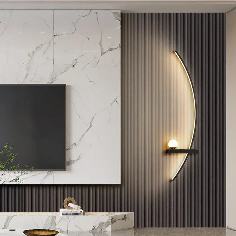 Arandela LED Curva Minimalista para Cabeceira 55cm