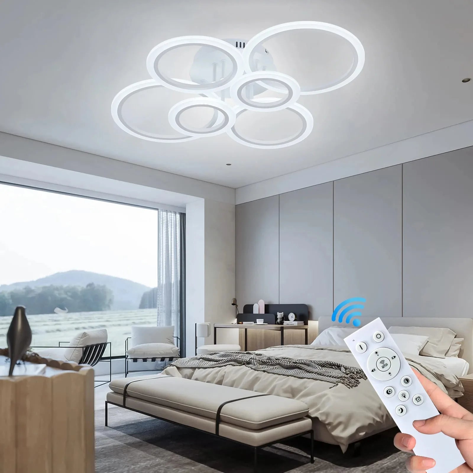 Lustre LED Moderno Anel Regulável
