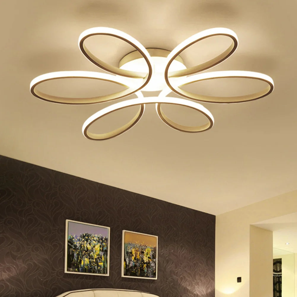 Lustre de Teto LED Moderno Flor 6 Pétalas Dimerizável