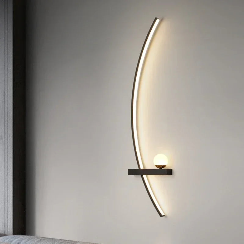 Arandela LED Curva Minimalista para Cabeceira 55cm