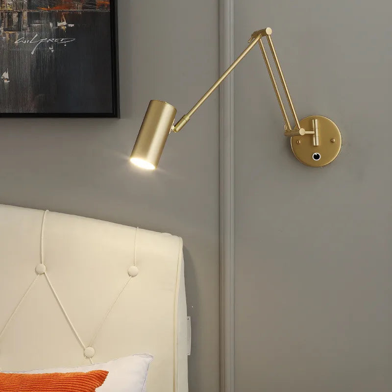 Arandela LED Dourada de Parede Articulada para Escritório