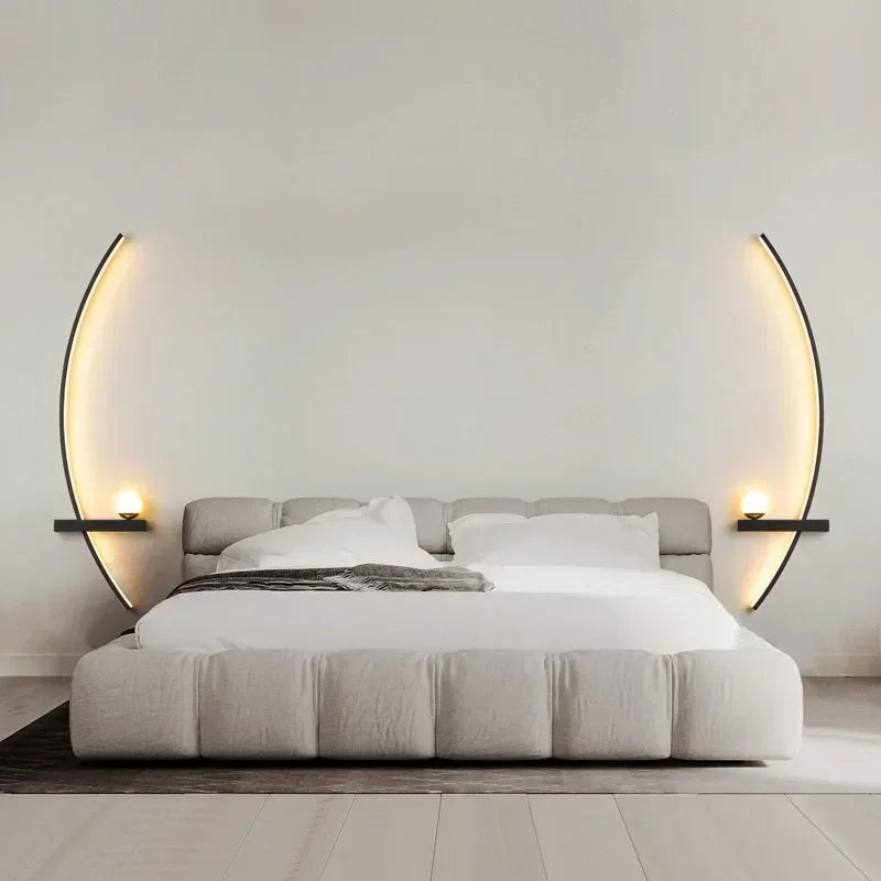 Arandela LED Curva Minimalista para Cabeceira 55cm