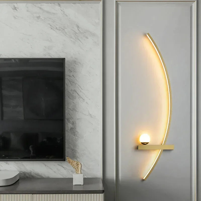 Arandela LED Curva Minimalista para Cabeceira 55cm