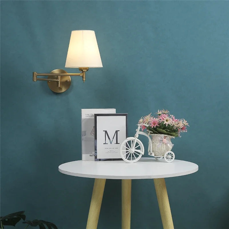 Arandela de Parede Articulada com Cupula de Tecido Branco E27 Lumi Swing