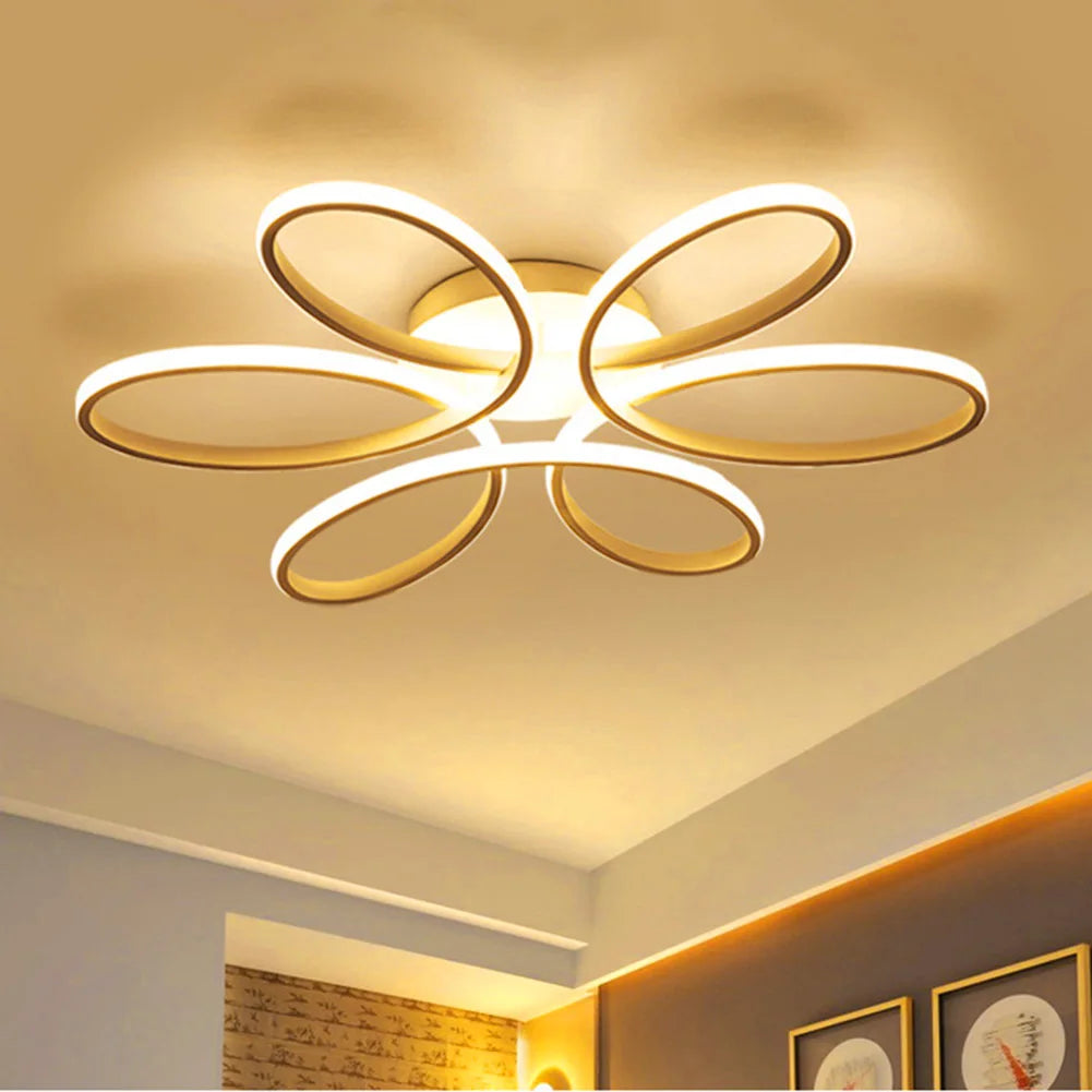 Lustre de Teto LED Moderno Flor 6 Pétalas Dimerizável