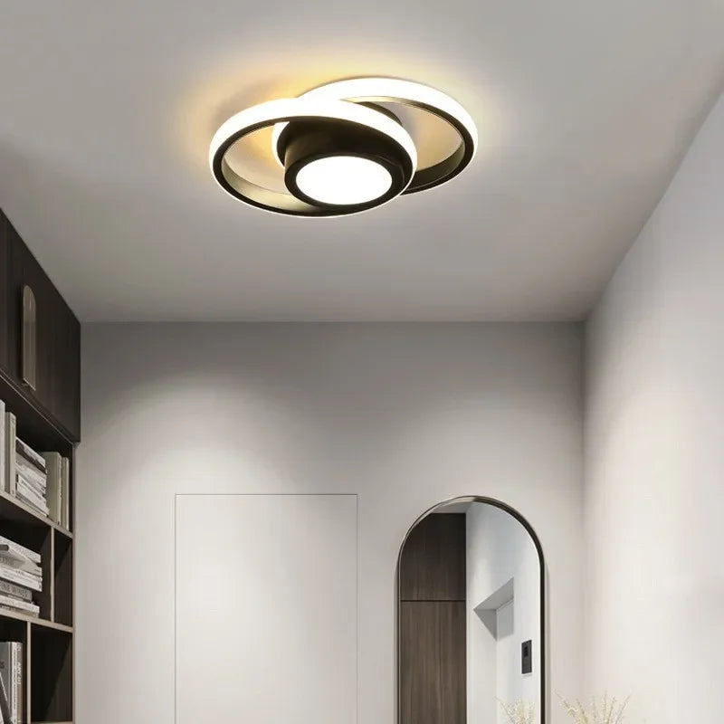 Lustre LED Moderno de Teto 3 Cores Sala Quarto Corredor Plafon Regulável Estilo Nórdico