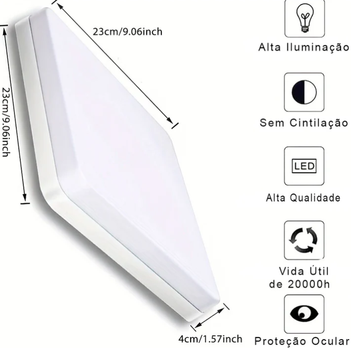 Luminária de Teto Milano – Design Quadrado em LED Embutido