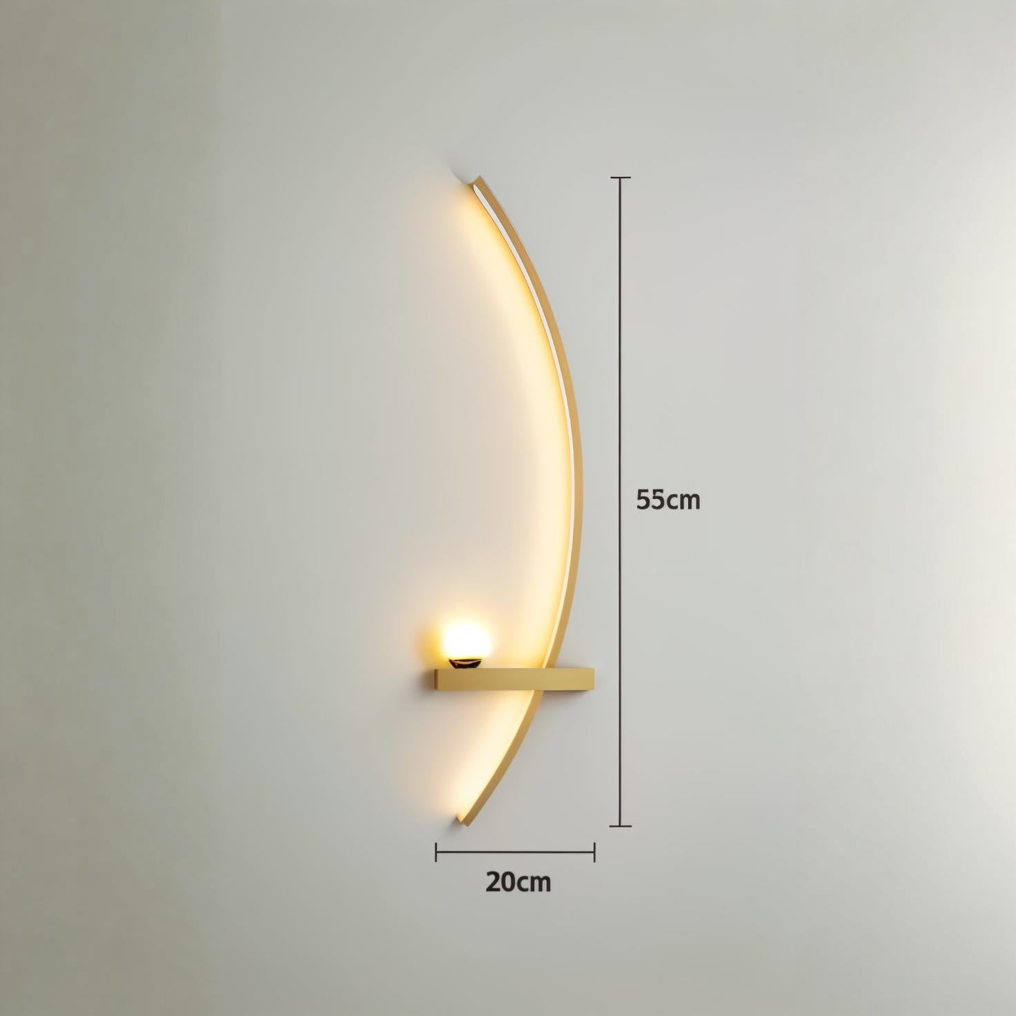 Arandela LED Curva Minimalista para Cabeceira 55cm