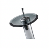 Torneira Cascata de Vidro e Metal Cromado para Banheiro Furo Unico Laton Soleil