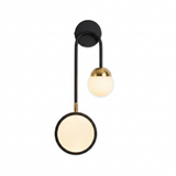 Arandela de Parede Metal Preto Dourado Globo Anel Circular Bivolt E27 48cm ContourGlow