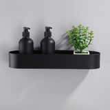 Prateleira de Aluminio Preta para Banheiro com Suporte de Toalha Integrado Modelo Noir