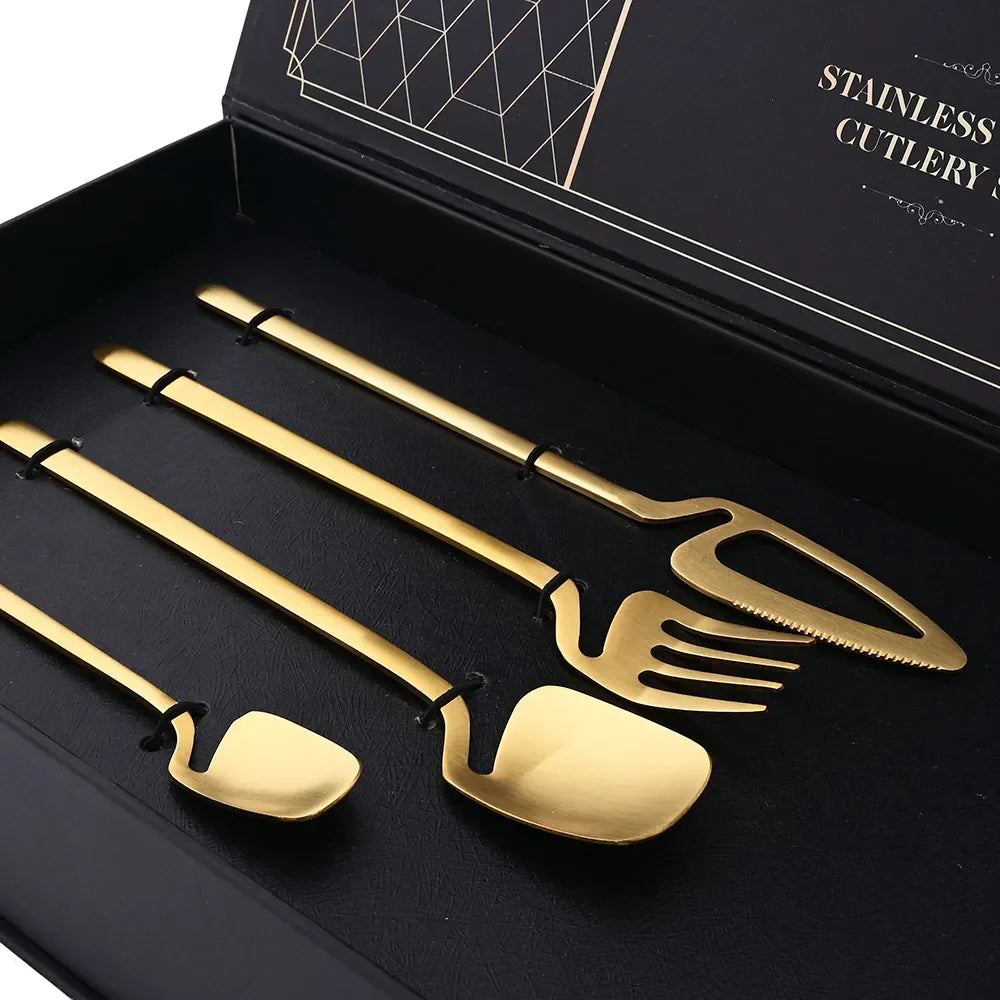 Conjunto de Talheres Preto Fosco Inox 32pcs Luxo: O Detalhe que Transforma sua Mesa