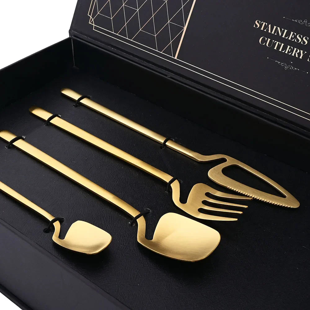 Conjunto de Talheres Dourados Inox Luxo 24 Peças: Sofisticação e Funcionalidade à Mesa