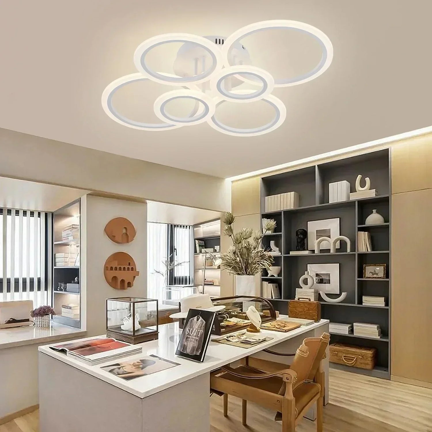 Lustre LED Moderno Anel Regulável: Tecnologia e Sofisticação para sua Casa