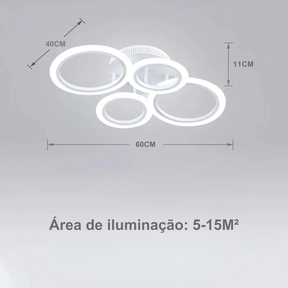 Lustre LED Moderno Anel Regulável