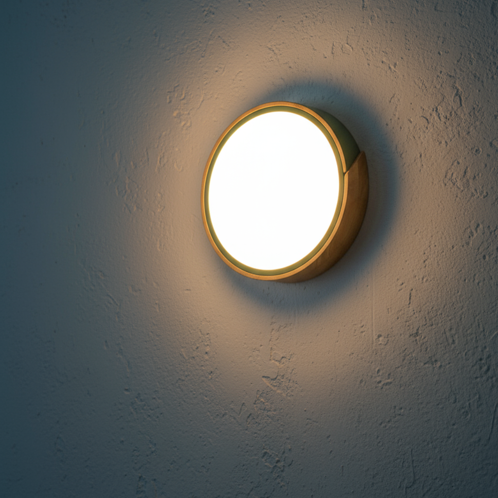 Plafon LED Sobrepor Madeira Redondo Ultrafino 5cm Corpo em Metal Dimerizavel 3 Tons