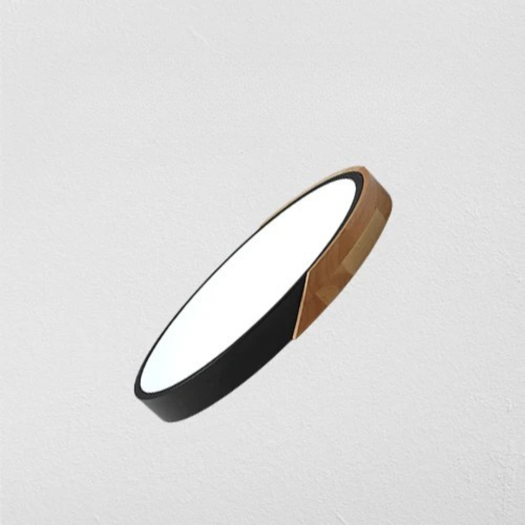 Plafon LED Sobrepor Madeira Redondo Ultrafino 5cm Corpo em Metal Dimerizavel 3 Tons