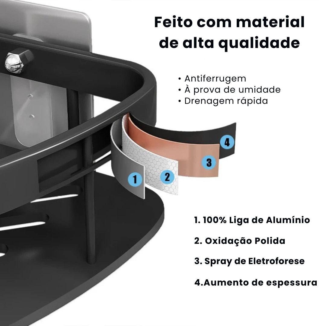 Prateleira para Banheiro Diagonal em Alumínio