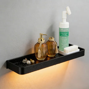 Prateleira Banheiro Porta Shampoo e Toalha Alumínio Preto Fosco Noir Resistente Miabeli