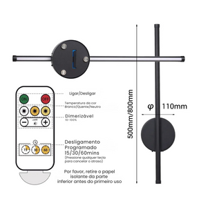 Arandela LED Moderna Minimalista Sem Fio com Controle Remoto