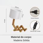 Luminaria de Mesa Articulada em Madeira com LED Formato Robo Nordic