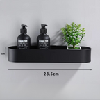 Prateleira de Aluminio Preta para Banheiro com Suporte de Toalha Integrado Modelo Noir