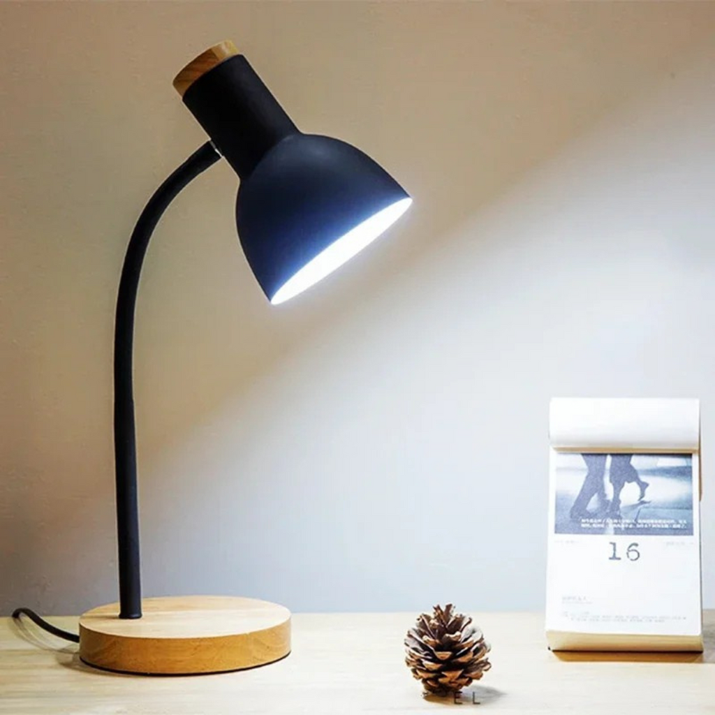 Luminária de Mesa LED Nordic Base em Madeira
