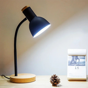 Luminária de Mesa LED Nordic Base em Madeira