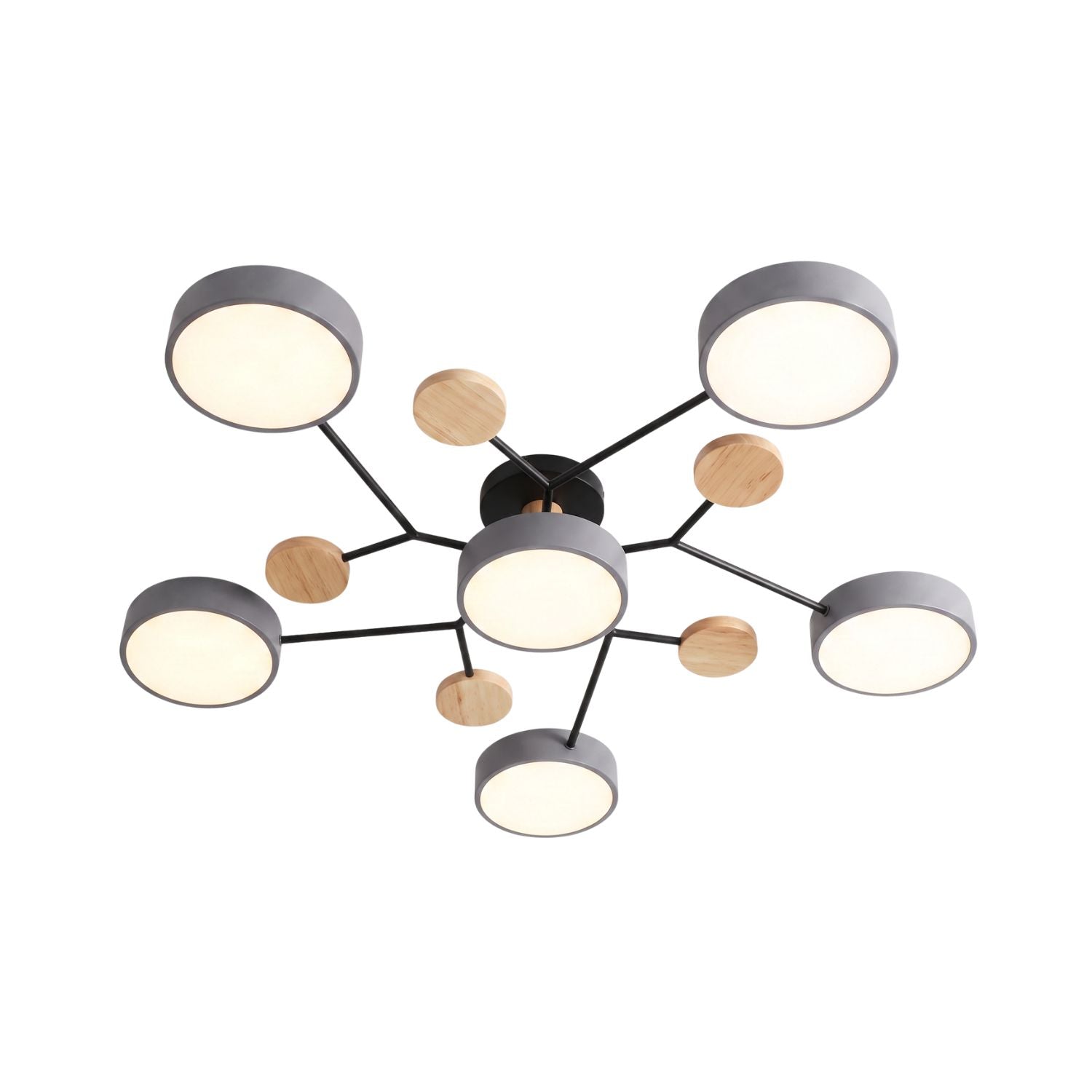 Lustre LED Teto Moderno 48W AC220V Regulavel 3 Tons de Luz Flush Mount Aluminio Velato