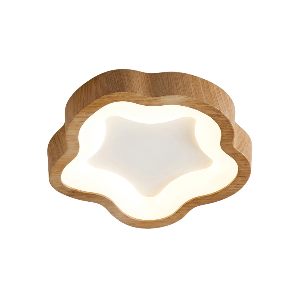 Plafon LED Orgânico Nórdico Wabi-Sabi em Madeira