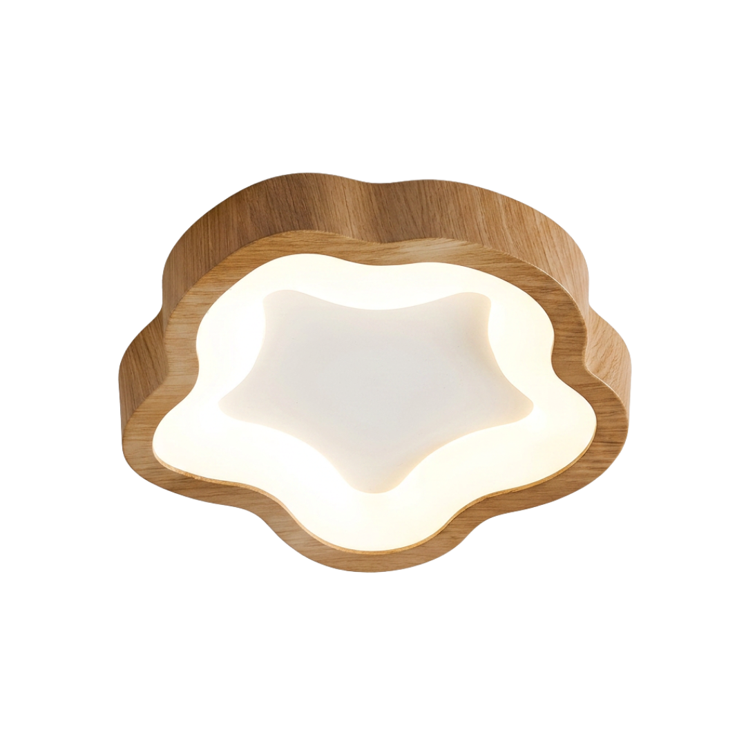 Plafon LED Orgânico Nórdico Wabi-Sabi em Madeira