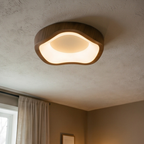 Plafon LED Orgânico Nórdico Wabi-Sabi em Madeira