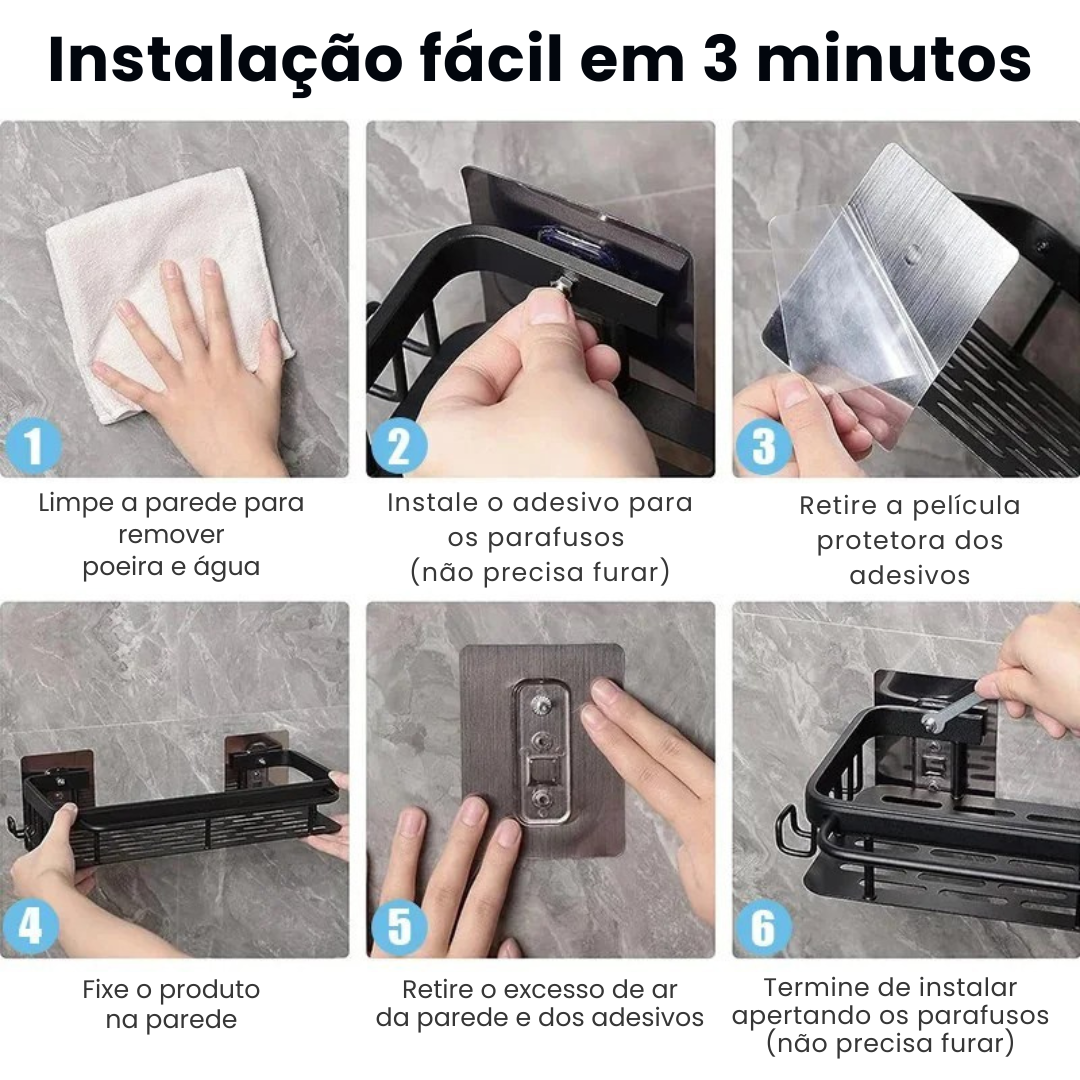 Prateleira para Banheiro Diagonal em Alumínio