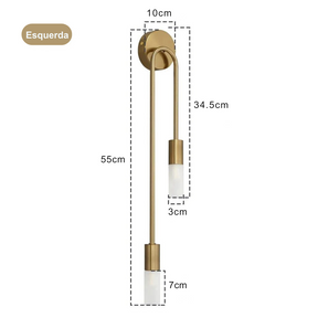 Arandela LED Dourada Minimalista Parede