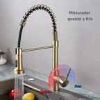 Torneira para Cozinha Misturador Monocomando Bica Movel Latao com Arejador Aqua Miabeli