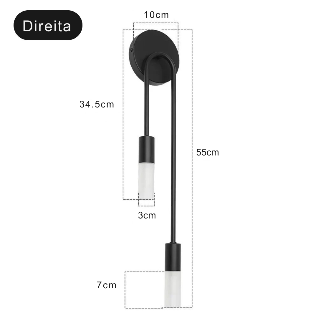 Arandela LED Dourada Minimalista Parede