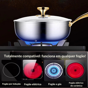 Panela Wok Inox Premium Anti Aderente