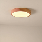 Plafon LED Sobrepor Madeira Redondo Ultrafino 5cm Corpo em Metal Dimerizavel 3 Tons