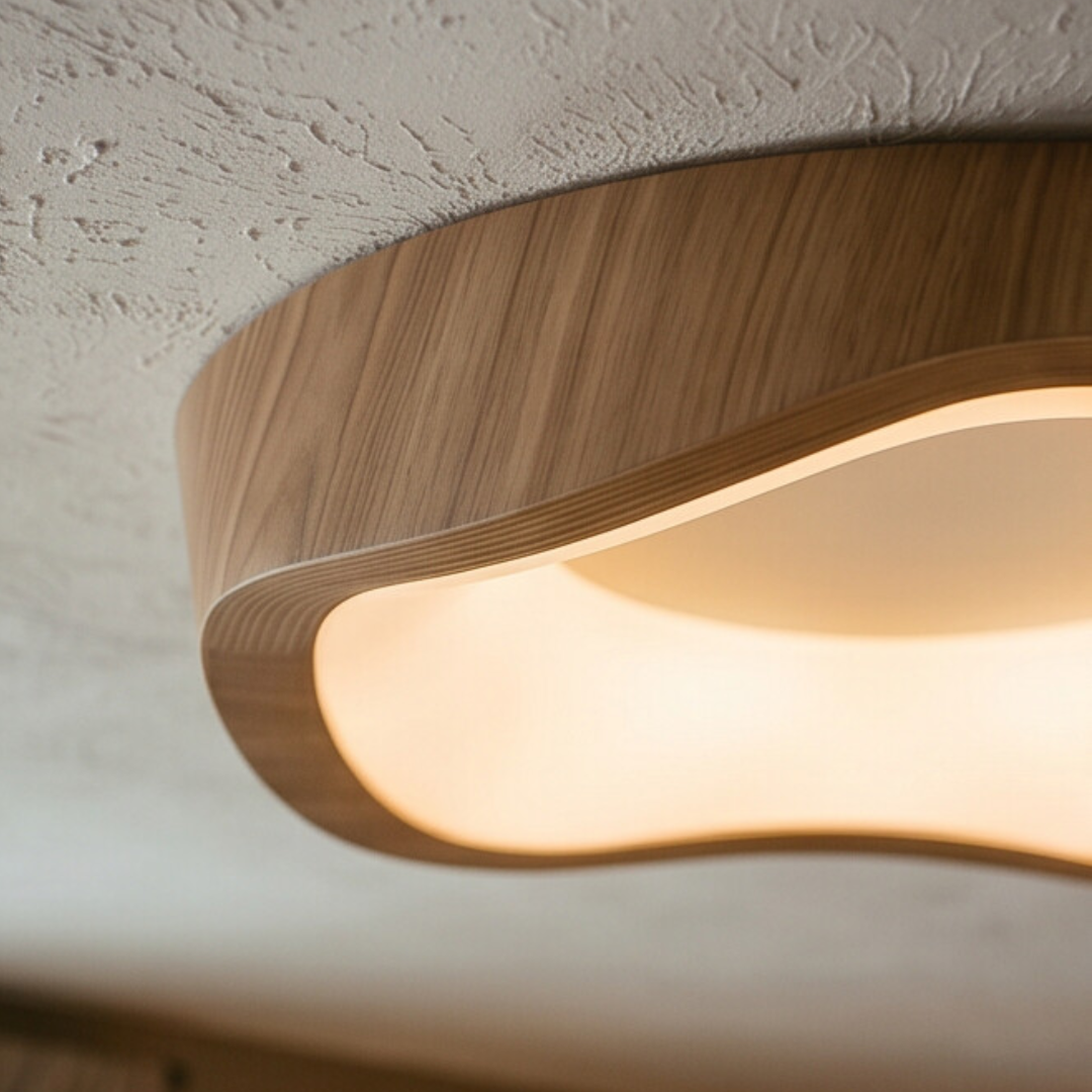 Plafon LED Orgânico Nórdico Wabi-Sabi em Madeira