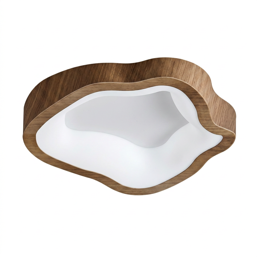 Plafon LED Orgânico Nórdico Wabi-Sabi em Madeira