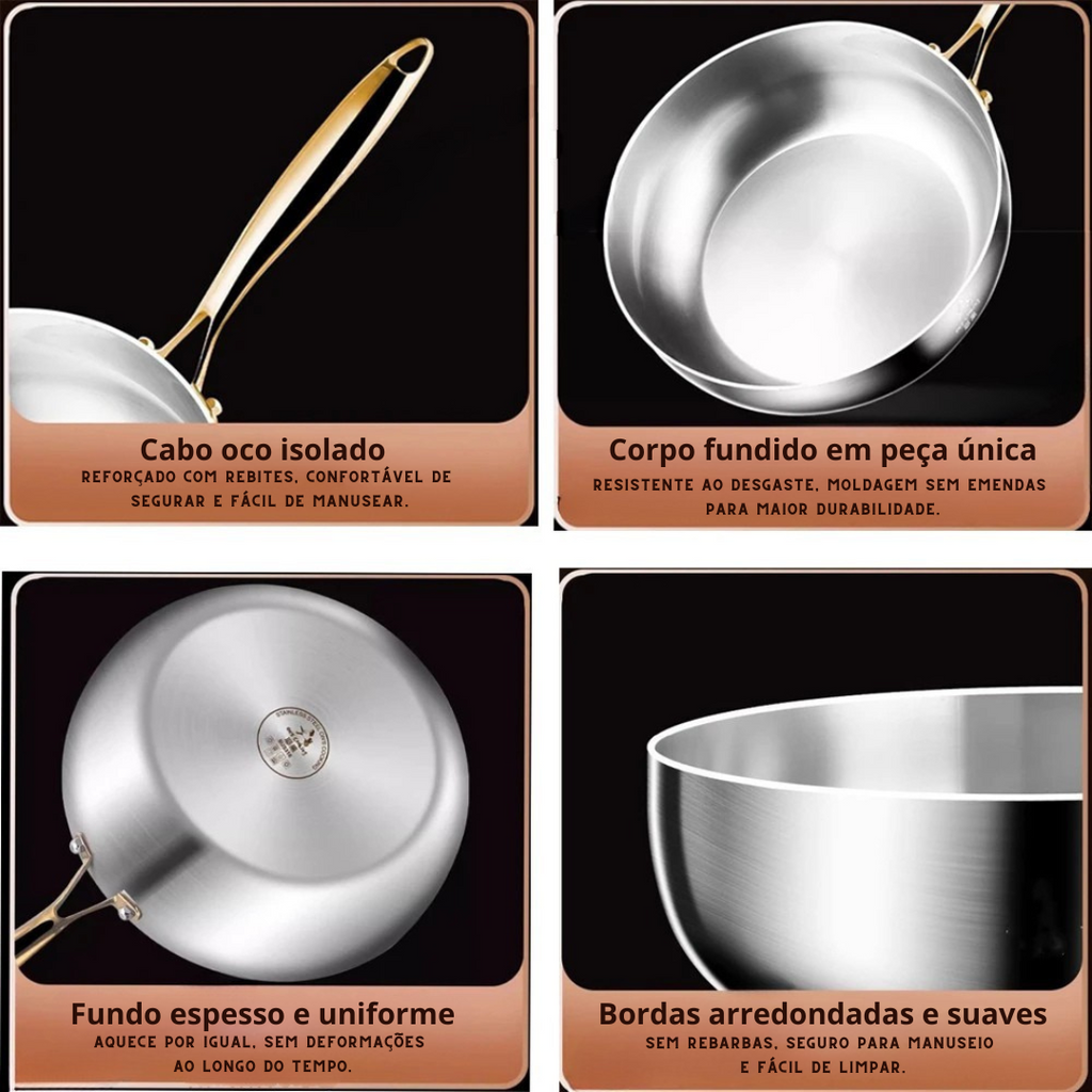 Panela Wok Inox Premium Anti Aderente