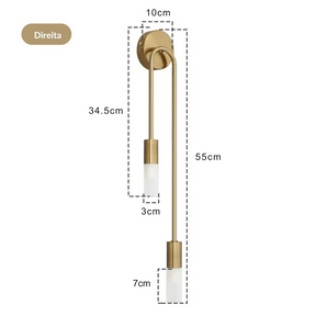 Arandela LED Dourada Minimalista Parede