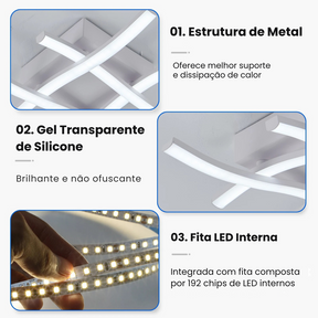 Luminária LED Dimerizável Decorativa Moderna para Sala