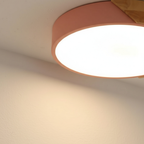 Plafon LED Sobrepor Madeira Redondo Ultrafino 5cm Corpo em Metal Dimerizavel 3 Tons