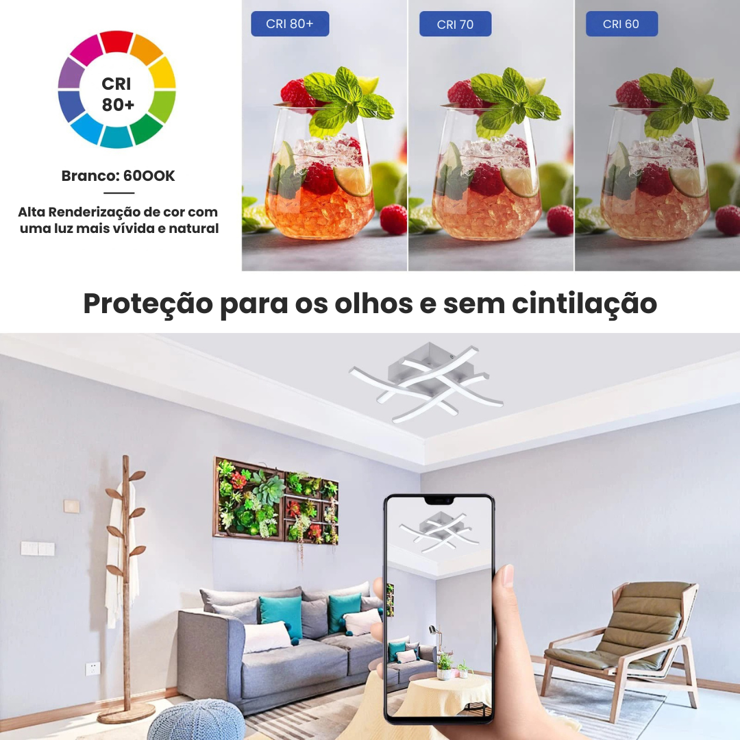 Luminária LED Dimerizável Decorativa Moderna para Sala