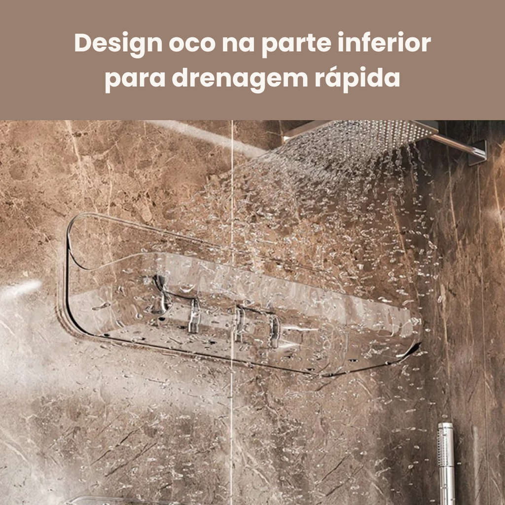 Prateleira Acrílico Banheiro Sem Furo Organizador Parede Multiuso