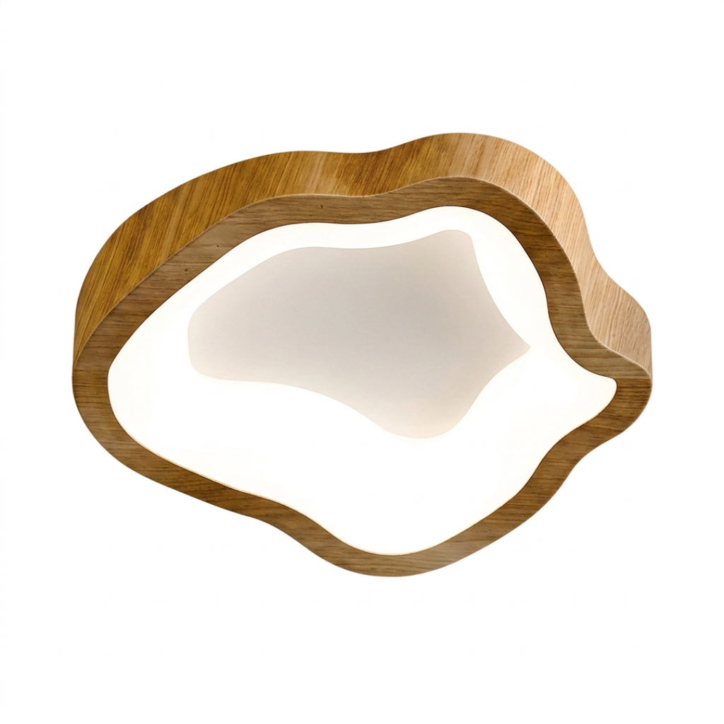 Plafon LED Orgânico Nórdico Wabi-Sabi em Madeira